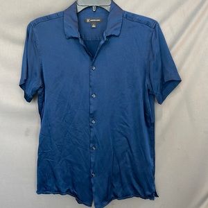 🔵INC NAVY BLUE “SILK-ISH” BUTTON DOWN SHIRT. IN GREAT CONDITION‼️ SZ S
